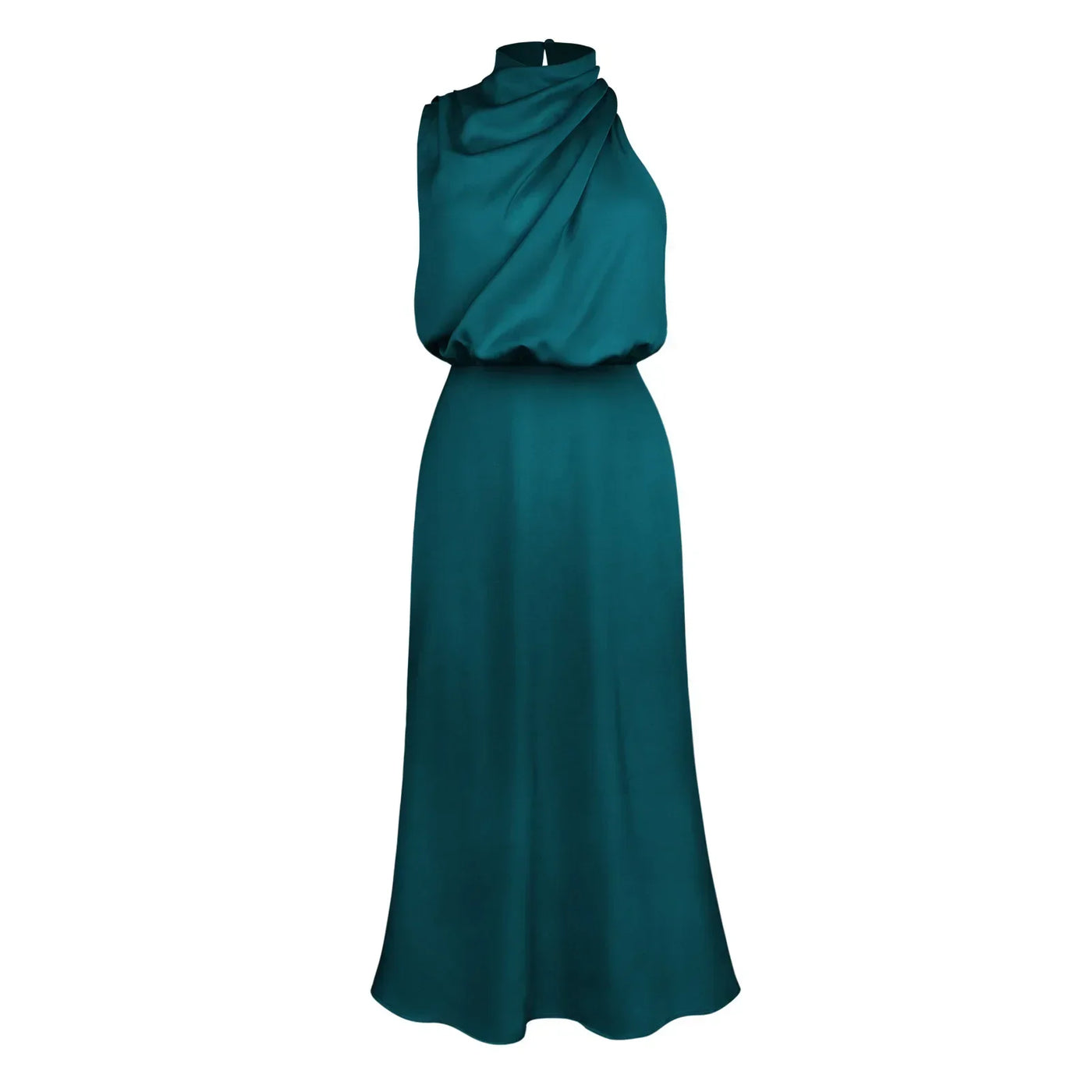 2025 Spring/Summer Long Dress for Women High Waist Halter Satin Sleeveless Dress Fashion Elegant Solid Evening Party Dresses