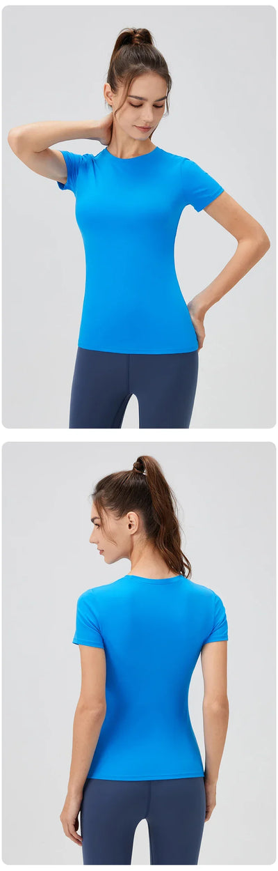2024 Women Sports Shirt Tight Yoga top Quick Dry Gym Top Outdoor Short Sleeve Running Sportswear Women T-shirts - Elanique
