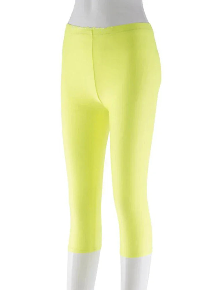CUHAKCI Fluorescent Color Women Leggings Shiny Leggins Spandex Pants Summer Super Elastic Fitness Capris