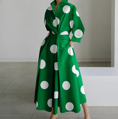 Dresses For Women 2024 Elegant Party Summer Casual Shrit Dress Fashion Polka Polka Dot V-neck Print Loose Button Up Vestidos