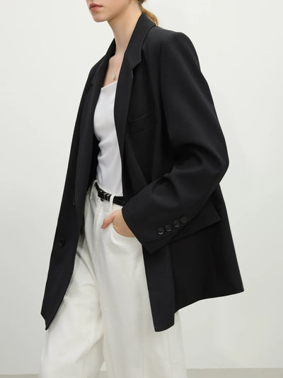 FSLE Chic Double-breasted Casual Blazer Jacket for Women Spring 2025 New Style High-end Loose Lazy Style Top 25FS11097