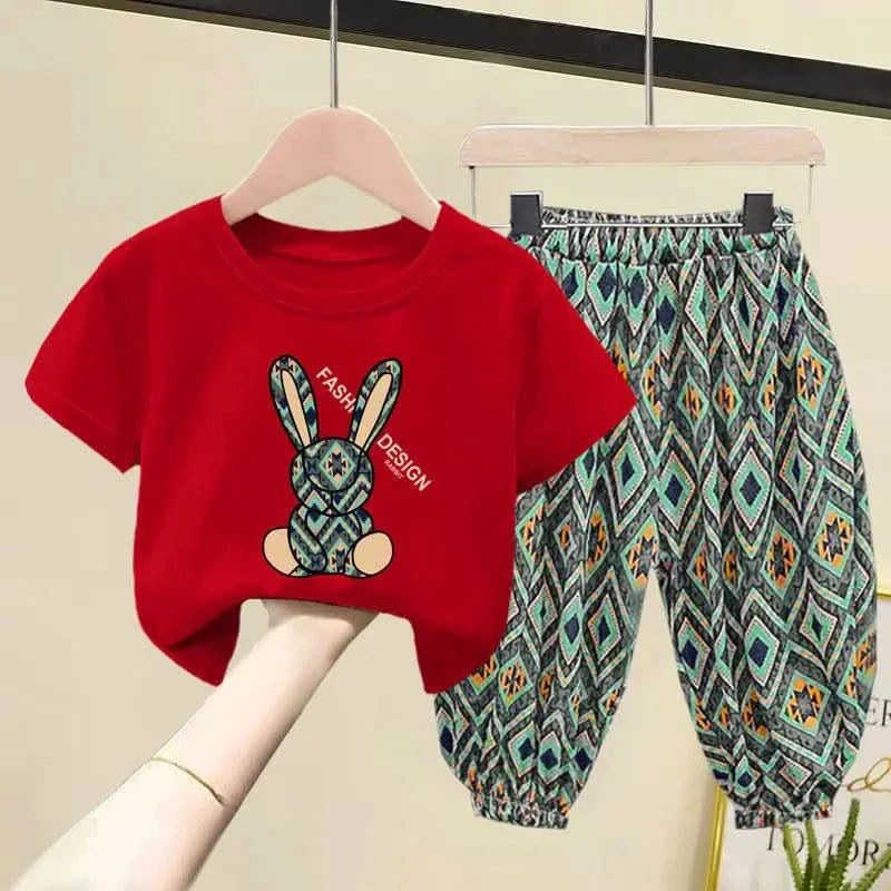 Summer Children Clothing Sets Boy Girl Mother Kids Clothes Suit Cotton Top T-shirt Short Sleeves Trousers 2pcs Baby Girl Clothes