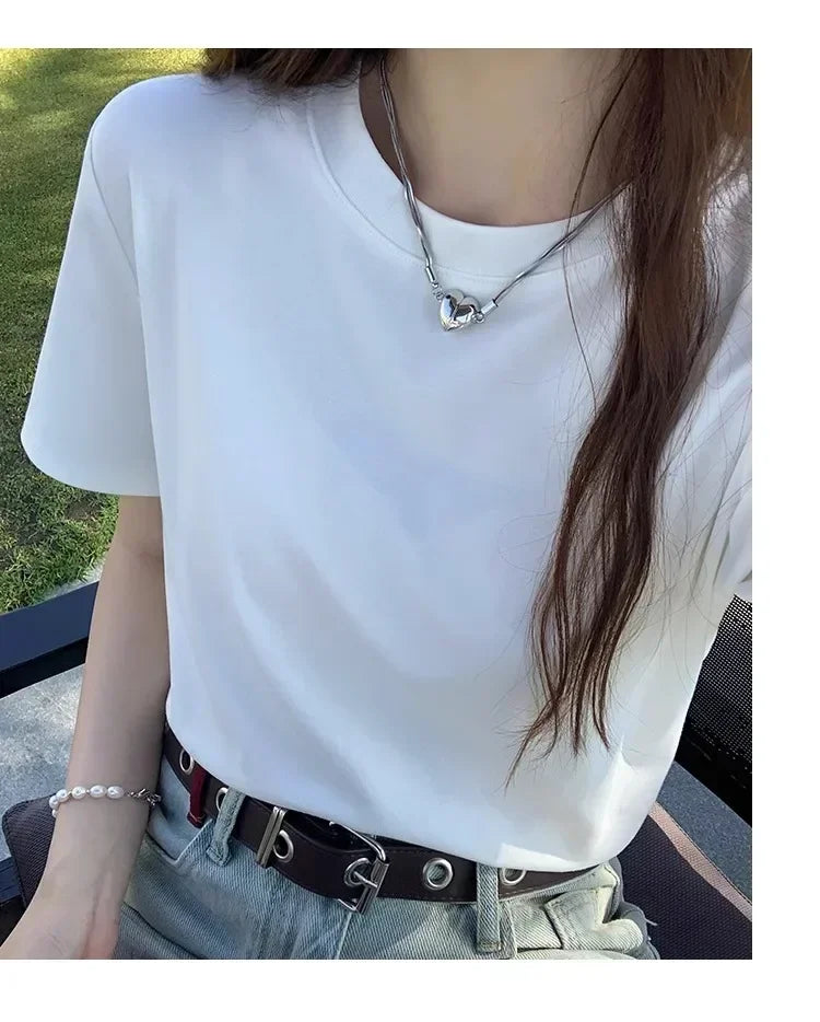Oversized Summer T Shirts For Women Men Brown Casual Female Korean Streetwear Tees Unisex Basic Solid Young Cool Tops 2025