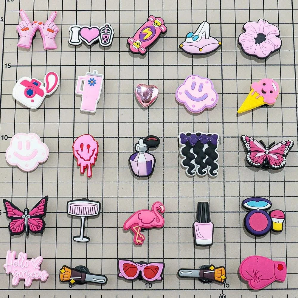 20//50/100pcs Random Pink Shoe Charms for Women Make Up Shoe Decorations Pins for Girls Gifts Sandal Accessories Flamingos