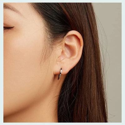 WOSTU Real 925 Sterling Silver Cat Ear Hoop Earrings For Women Lovely Pink Cute Pet Paw Studs Clips Girl Unique Jewelry Gift