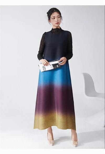 Womens Dresses Evening Dresses Ladies' Lssey Miyake Dress's High Sense Wear 2025 New Gradient Sleeveless Loose Long Dress Tide