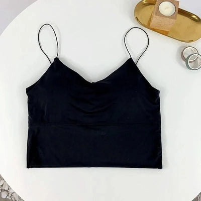 Women Crop Tops Ice Silk Summer Bra Sports Spaghetti Strap Top