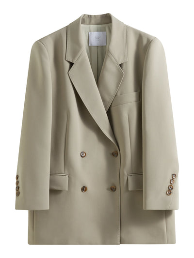 FSLE Chic Double-breasted Casual Blazer Jacket for Women Spring 2025 New Style High-end Loose Lazy Style Top 25FS11097