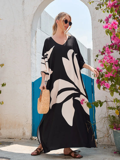 Plus Size L-5XL Bohemian Women Maxi Dress 2023 Autumn Printed Casual Shirt Party Vestidos Loose Sundress