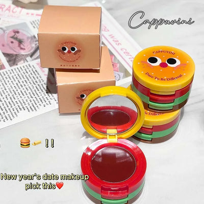 Cappuvini Butter Hamburger Lip Mud Matte Soft Mist Cute Hamburger Whitening Makeup Lipstick Valentine's Day