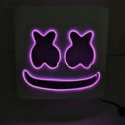 LED Marshmallow Mask Light Up Full Face DJ Helmet For Halloween Cosplay, Rave Music Festival Party Luminous Headgear