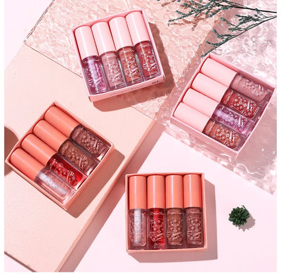 4 PCS Lip Ink Oil Set Hydrating Lip Gloss Pack Kit Moisturizer Waterproof Lip Tint Korean Makeup For Women Cosmetics