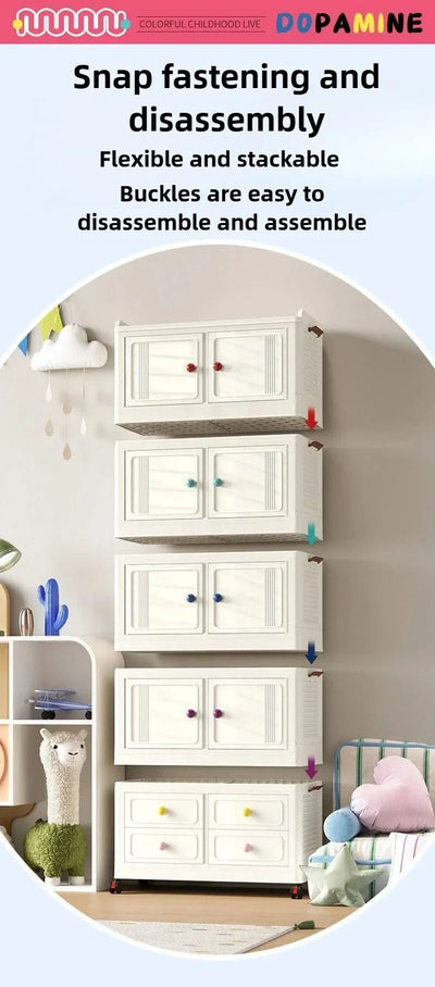 Home bedroom, children's storage cabinet, multi-layer snack cabinet, multifunctional large capacity dust-proof storage box