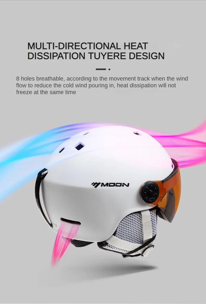 Motorcycle Helmet CE/ASTM Certified One-Piece PC+EPS Helmet with Goggles, Suitable for Skiing, Snowboarding, Outdoor Sports
