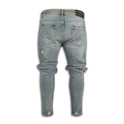 New 2025 Ripped Hole Jeans for Men Hip Hop Cargo Pant Distressed Denim Jeans Skinny Men Clothing Full Length Slim Trousers Male