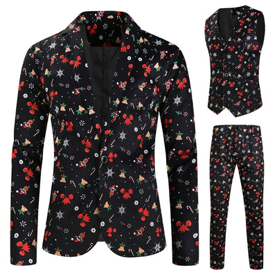 Men's Blazers Sets Rainbow Striped Print Blazers Jacket+Pants+Vest Man three Pieces Sets Prom Party Stage Singer Dancer Costumes