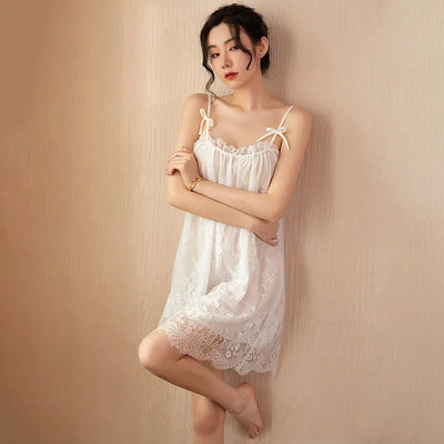 Sexy Sleepwear For Women Home Clothes Sling Lace Nightdress Nightwear Comfortable Lingerie Sleeveless Pyjama Female Summer Dress