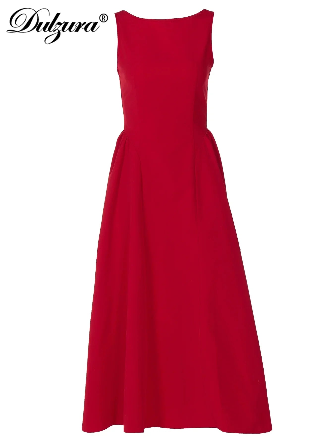 Dulzura Sexy Elegant Midi Dress Backless Solid Ruched Women Luxury Dresses Lady Evening Party Birthday Club Summer Y2K Clothes