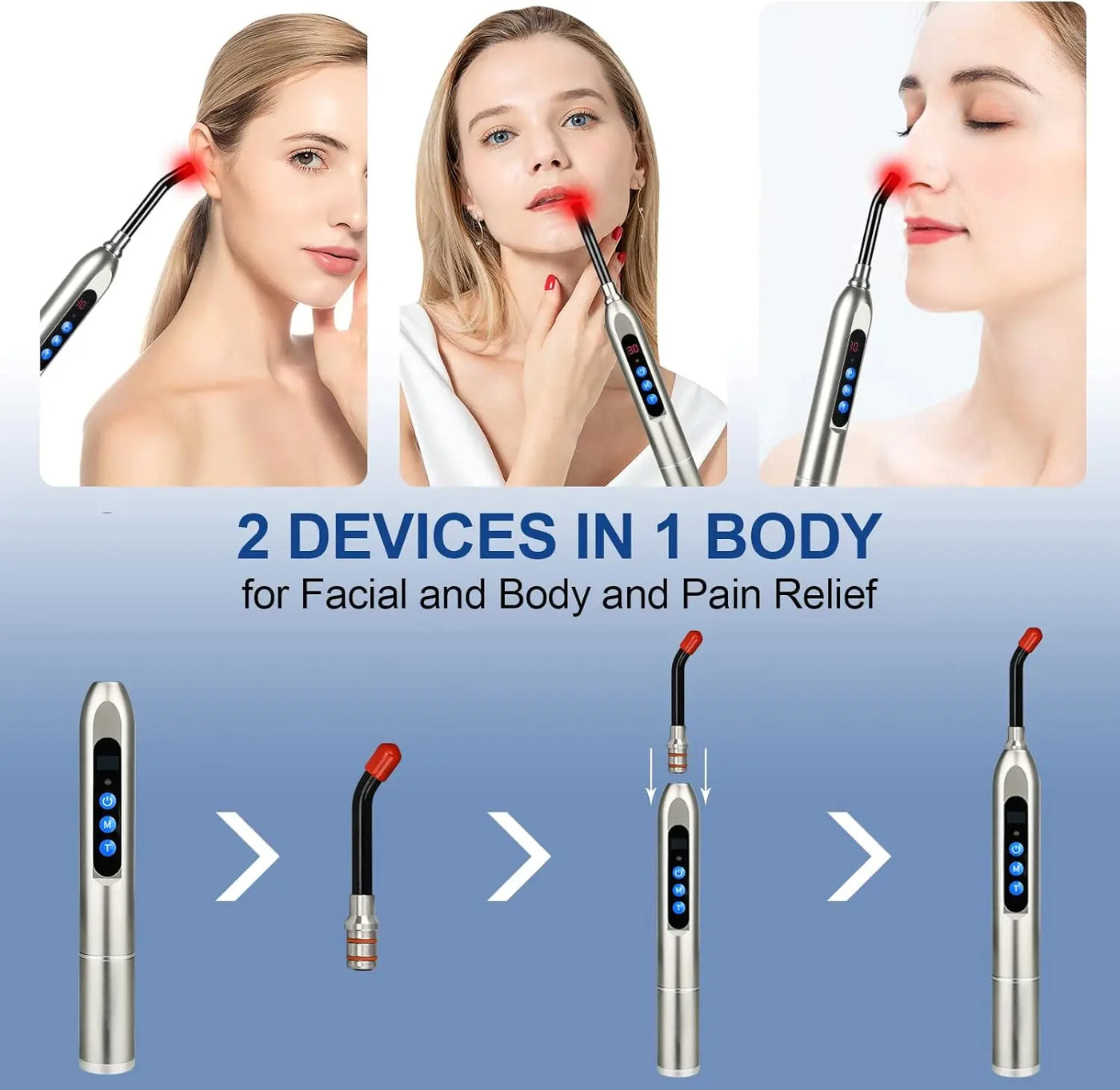 Health Care Red Light Therapy Device for Cold Sore Infrared LED Wand Healing for Pain Relief Face Body Lips Nose Knee Feet Hand