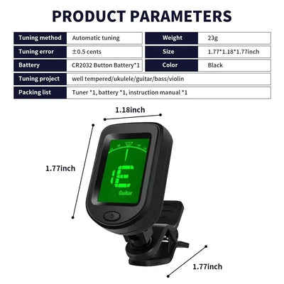 Bass Ukulele Violin Mandolin Banjo Guitar Tuner For All Instruments Clip on Electronic Tuner LCD Digital