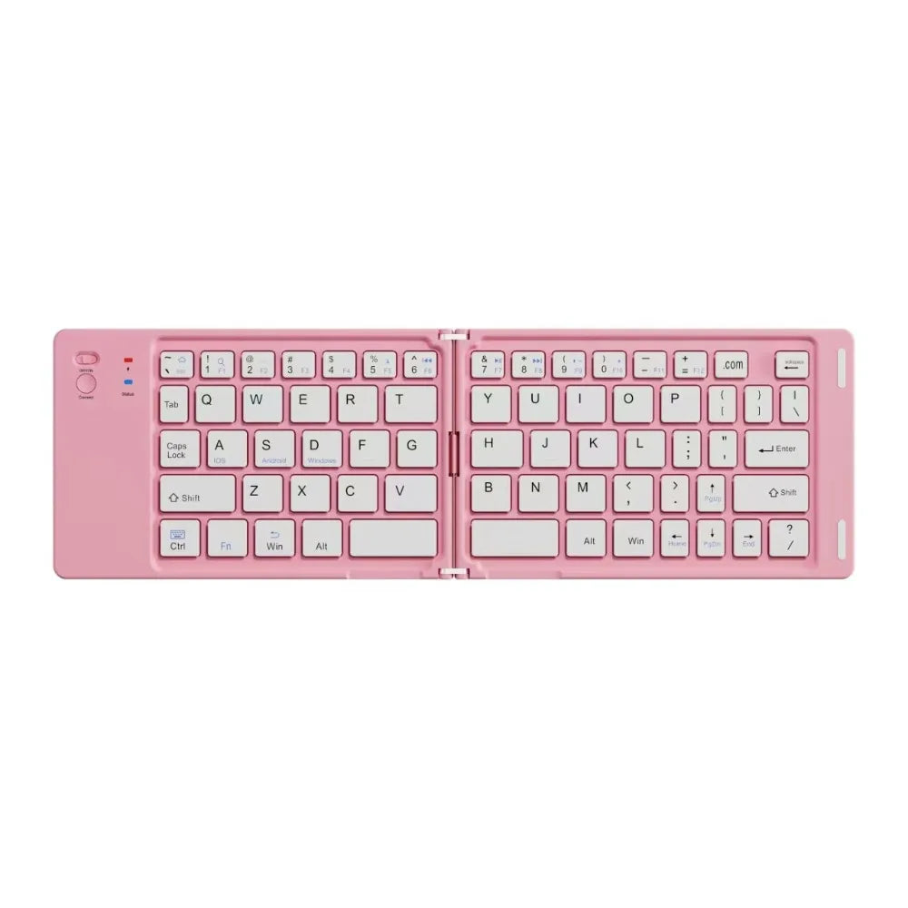 Mini Wireless Folding Keyboard Slim Design Lightweight Bluetooth Keyboard Portable Rechargeable Foldable Keyboard Notebook