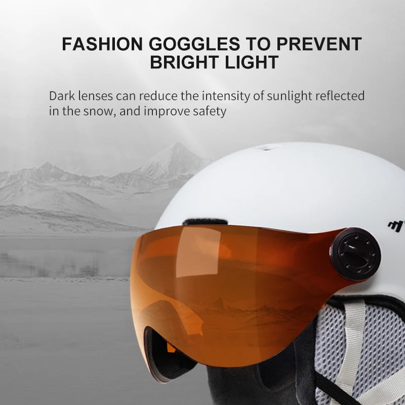 Motorcycle Helmet CE/ASTM Certified One-Piece PC+EPS Helmet with Goggles, Suitable for Skiing, Snowboarding, Outdoor Sports