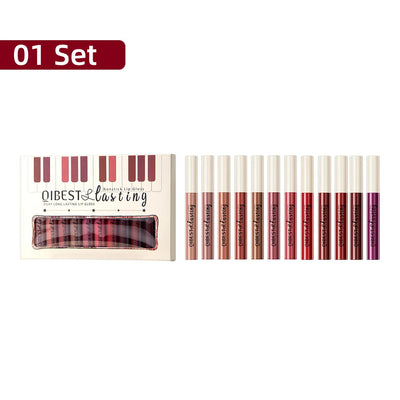 Luxury Matte Lip Gloss Set 12 Waterproof Shades Non Sticky Long Lasting Lipstick Kit For Daily Party Makeup