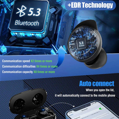Wireless Earbuds Wireless 5.3 Headphones 48Hrs Music Bluetooth Earphones with Charging Case in Ear Headset with Mic LCD Display