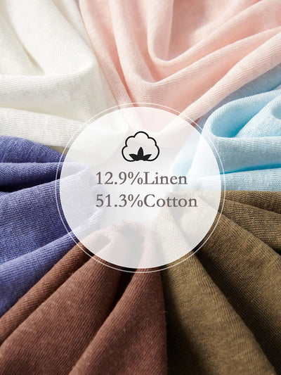 Summer Women Cotton Linen T-shirt Round Neck Thin Short-sleeved Transparent Loose Bottoming T-shirts Tops