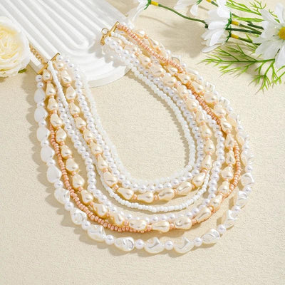 Luxury Exaggerated Multi-layer Pearl Necklace Women Romantic Elegant Baroque Long Chain Jewelry Accessories Bride Wedding Party