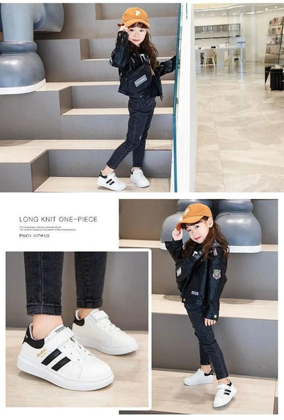 Children's Sports Shoes Non-slip New Tennis Shoes for Girls Fashion Boys Versatile Kids Causal School Running Sneakers Hook Loop