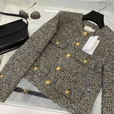 Coat Women Winter Jacket New Autumn and Winter Korean Women's Single-breasted High-quality Chic Tweed Retro Top Coat Women 2022