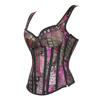 Women Corset with Straps Black Overbust
