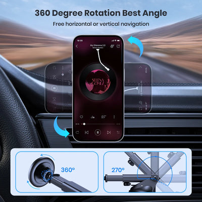 TOPK Car Phone Holder MagSafe Magnetic Mount [Strong Magnet] Dashboard Car Stand For iPhone 15 Pro Universal Magnetic Car Mount