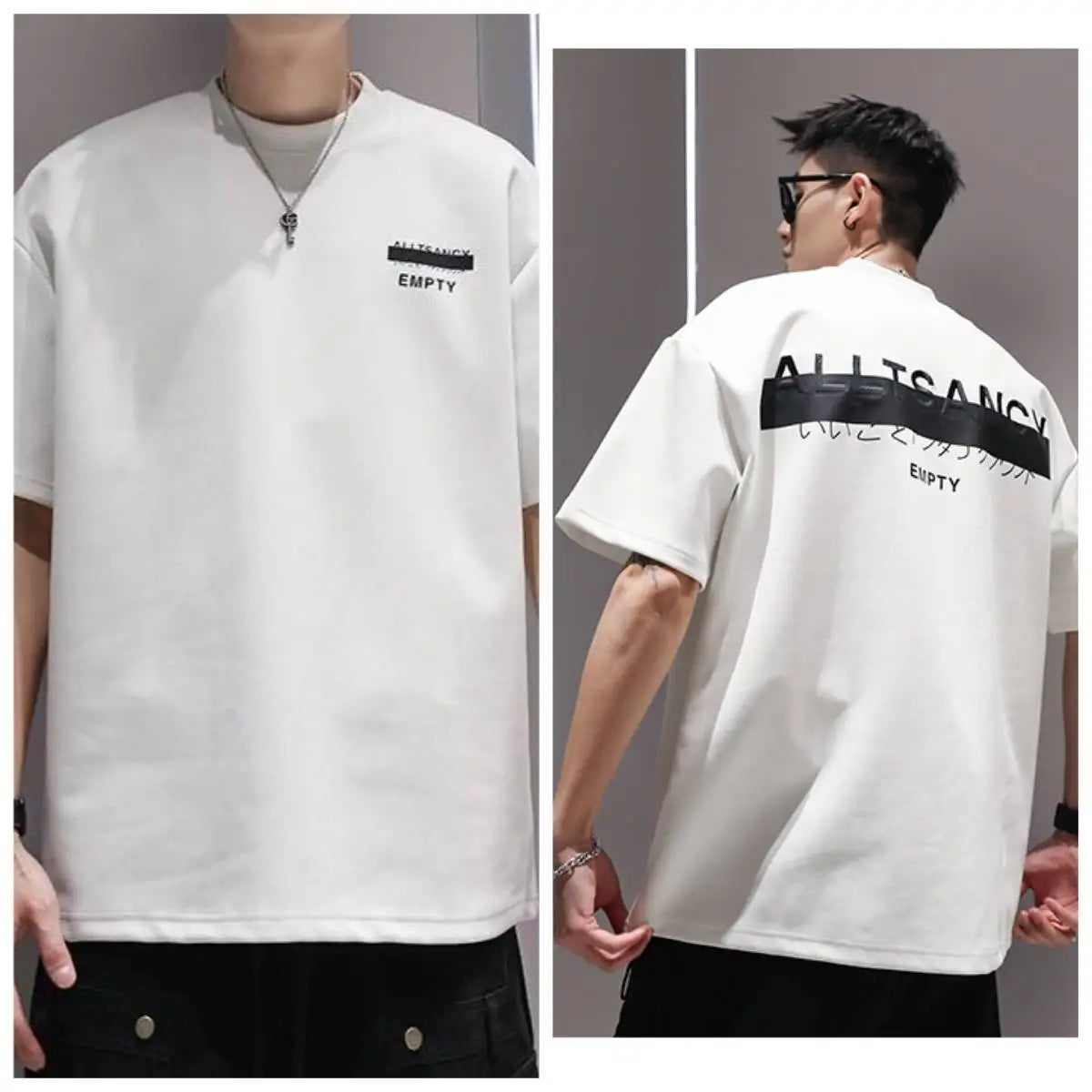 Trendy brand printed short-sleeved T-shirts for men and women, new casual loose round-neck heavyweight T-shirts