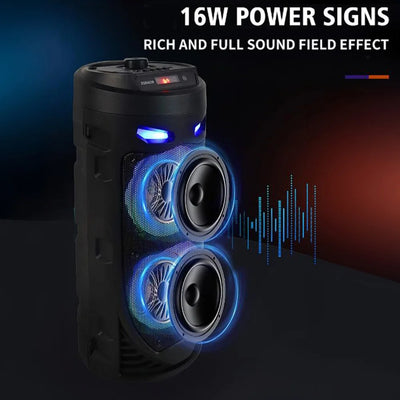 Bluetooth-Compatible Speaker Portable Speaker with Double Subwoofer Deep Bass Lights Loud Boombox Support USB/TF/AUX/FM/BT/MIC