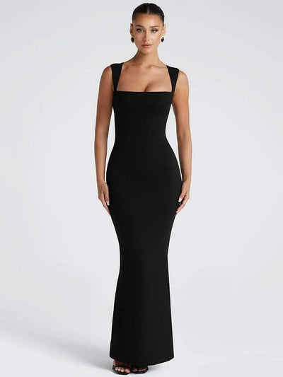 Royal Style Square Collar Sleeveless Sexy Maxi Dress For Women