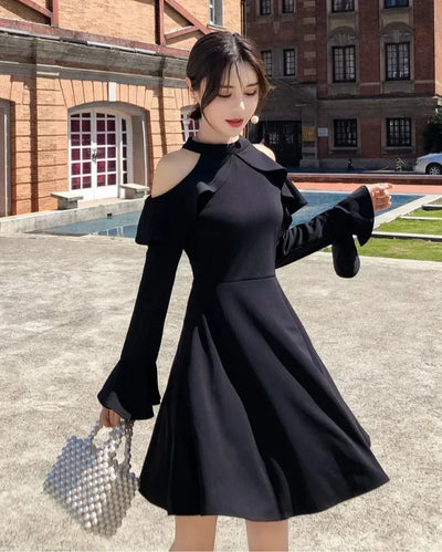 Ruffle Dresses for Women A Line Midi Woman Long Sleeve Dress Y2k Loose Casual Youth Korean Fashion One-piece Sensual Sexy X 2025