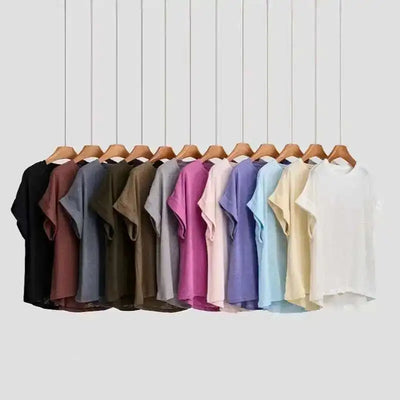 Summer Women Cotton Linen T-shirt Round Neck Thin Short-sleeved Transparent Loose Bottoming T-shirts Tops