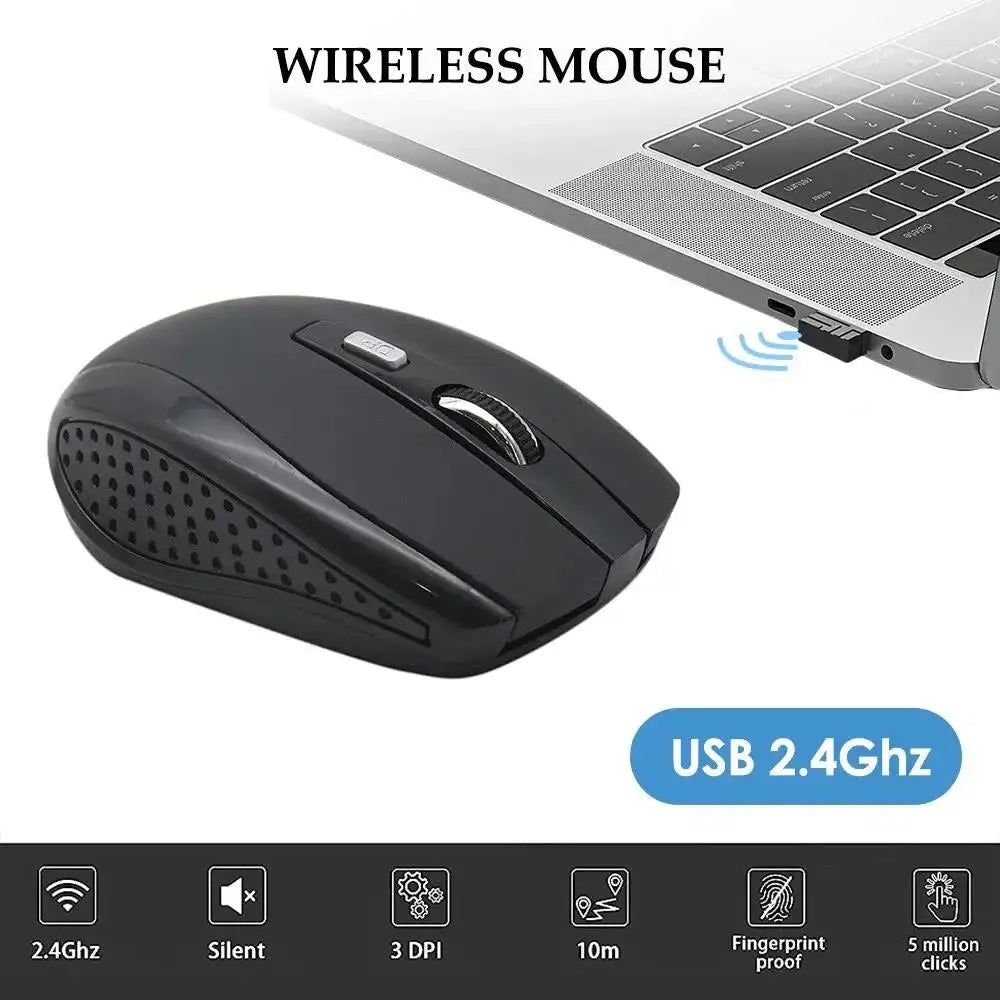 Wireless Mouse Ergonomics Mouse 2.4GHz USB Portable Mobile Optical Office Mouse Adjustable 1600DPI Levels For PC Laptop Computer