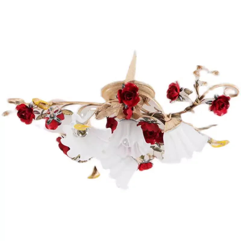Home Decor Pastoral Retro LED Ceiling Lamp Warm Romantic Flower Chandeliers Fixtures for Living Room Bedroom Lighting Luminaire