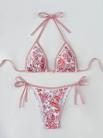 2025 Halter String Triangle Two Piece Bikini Women Swimwear Female Swimsuit Bathers Bathing Swimming Suit Beachwear Summer - Elanique
