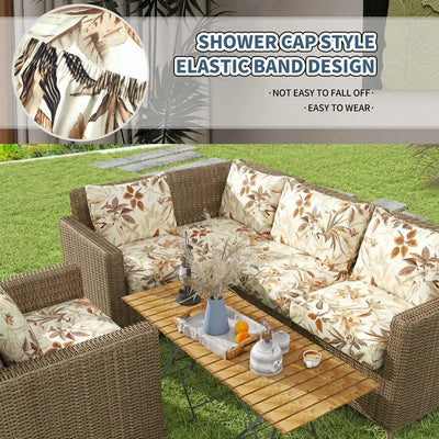 Outdoor Tropical Print Sofa Cushion Covers - Non-Slip Furniture Protectors, Replacement for Individual Seat Cushions