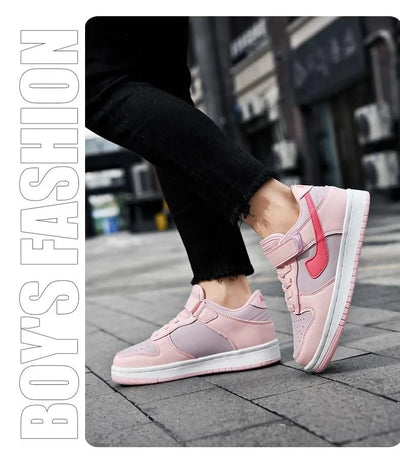 Boys' sports shoes 2025 new leather-covered waterproof children's casual shoes primary school trend non-slip board shoes