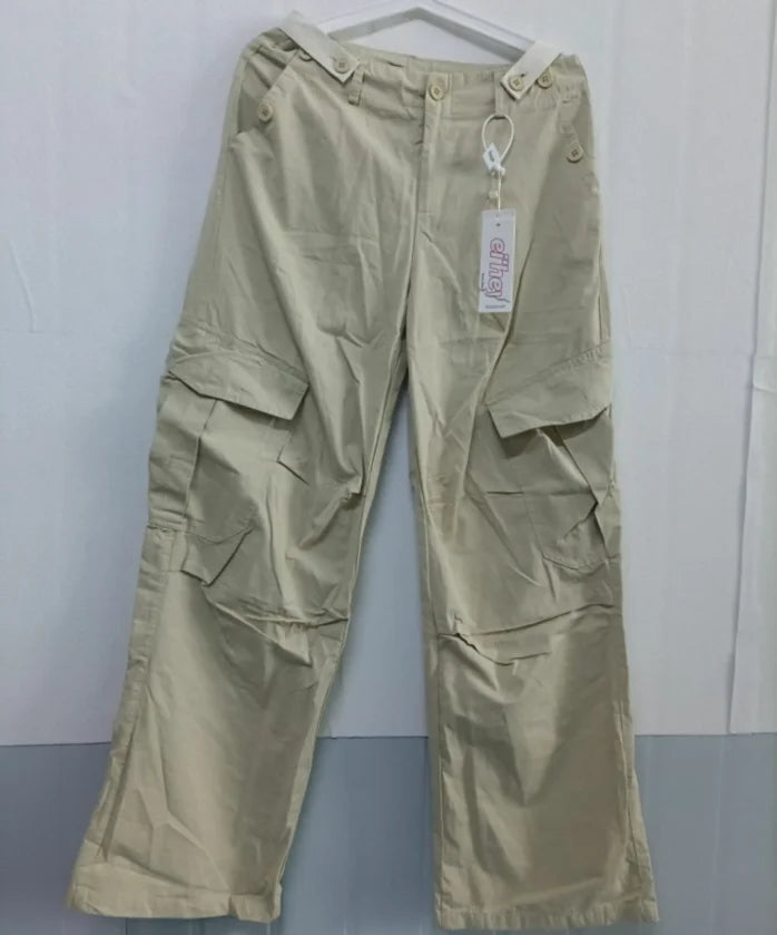 Streetwear Casual Cargo Pants for Women 2025 New Bottoms Summer Thin Straight Trousers Fashion Pockets Korean Pantalon Femme