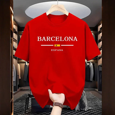 Barcelona Printed T-shirts for Men High Quality 100% Cotton O-neck Short Sleeve Tops Home Outdoor Casual Soft Tees Men's Clothes