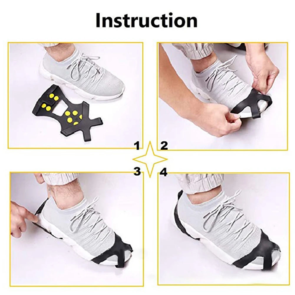 10 Teeth Mountaineering Cleats Anti-Slip Bundled Crampons Unisex Snow Claw Shoe Covers Walking Hiking Accessories