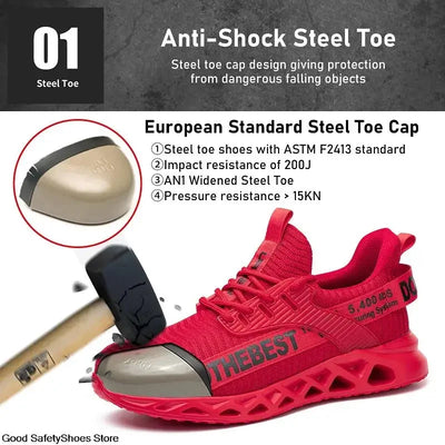 Safety Shoes Men For Work Sneakers Women Men Steel Toe Work Shoes Security Protective Shoes Lightweight Anti-Smash Anti-Puncture