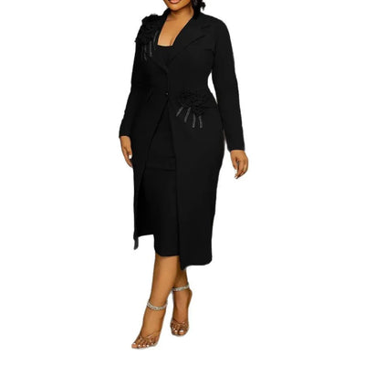 2 Piece Blazer And Sleeveless Dress Sets Plus Size Clothes Dresses For Women's Clothing 2025 Spring Autumn Big Size 3XL Oversize