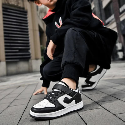 Boys' sports shoes 2025 new leather-covered waterproof children's casual shoes primary school trend non-slip board shoes